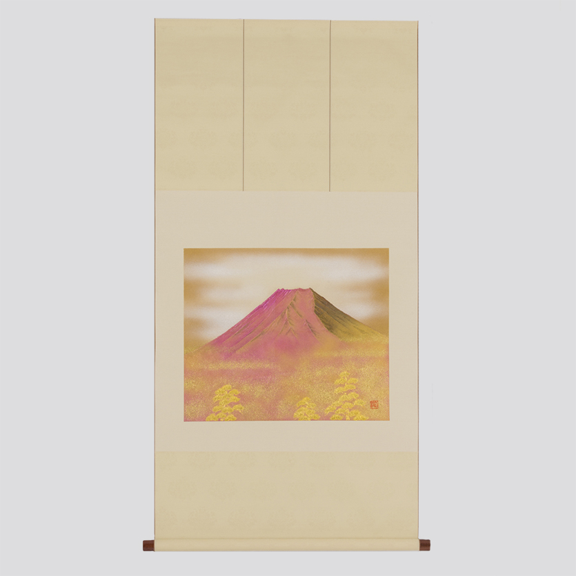 掛軸　赤富士(広幅)