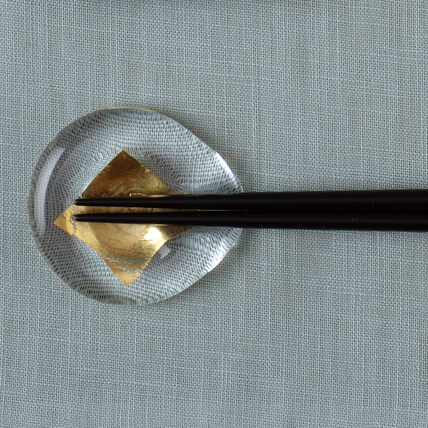 箸置き　ガラス丸(金/プラチナ)