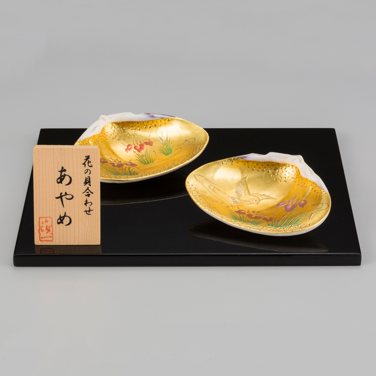 花の貝合わせ 菖蒲に小鳥図 金沢金箔の箔一オンラインショップ Hakuichi Style