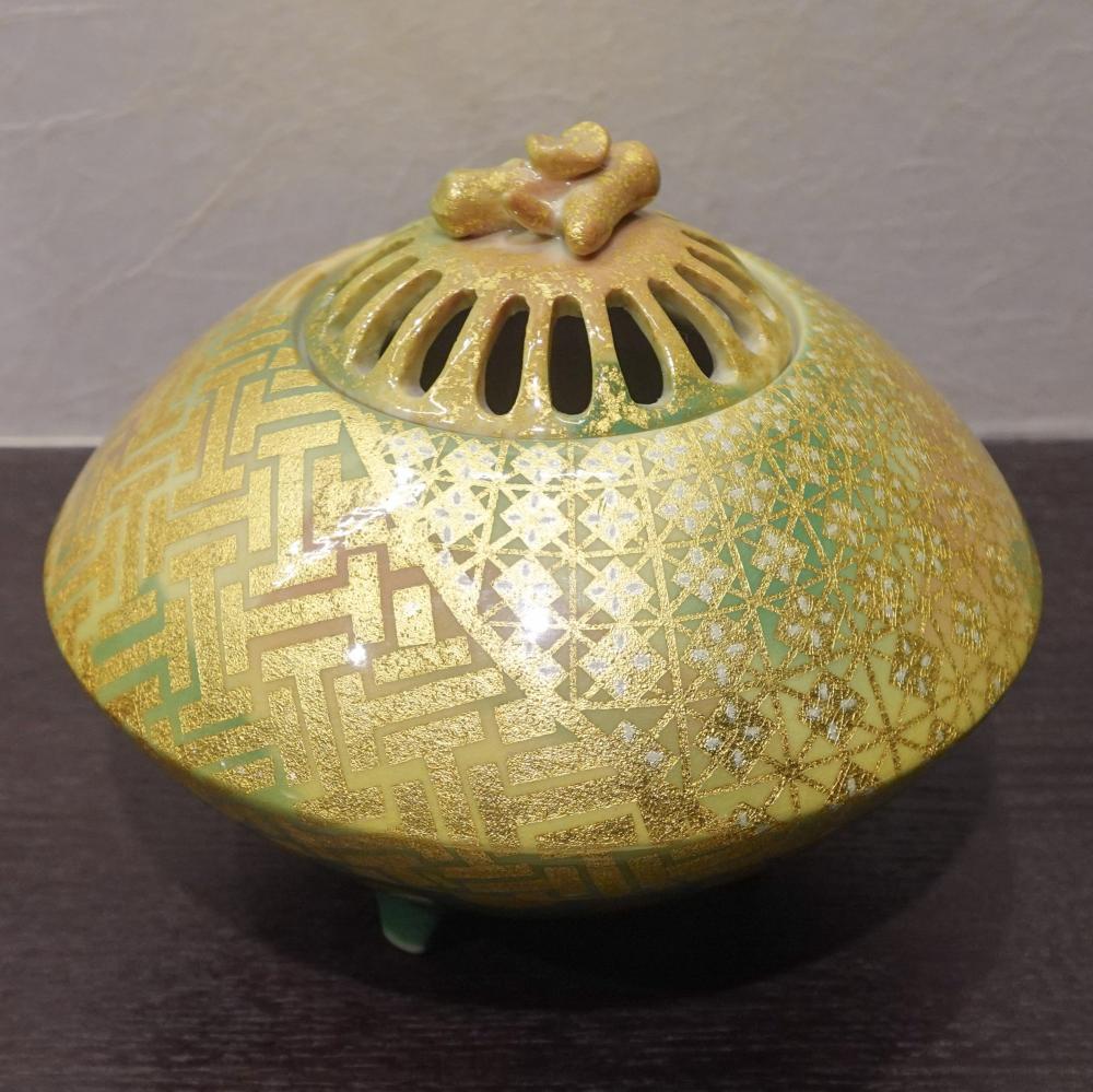 《しつらえ》そろばん型 香炉 金箔ロマン (山田登陽志)