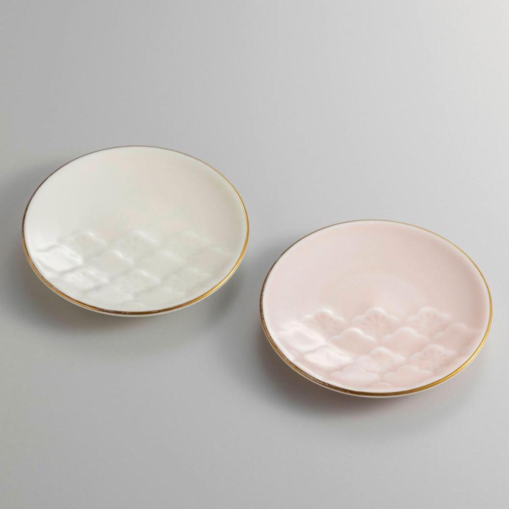 福招き豆皿 紅白梅