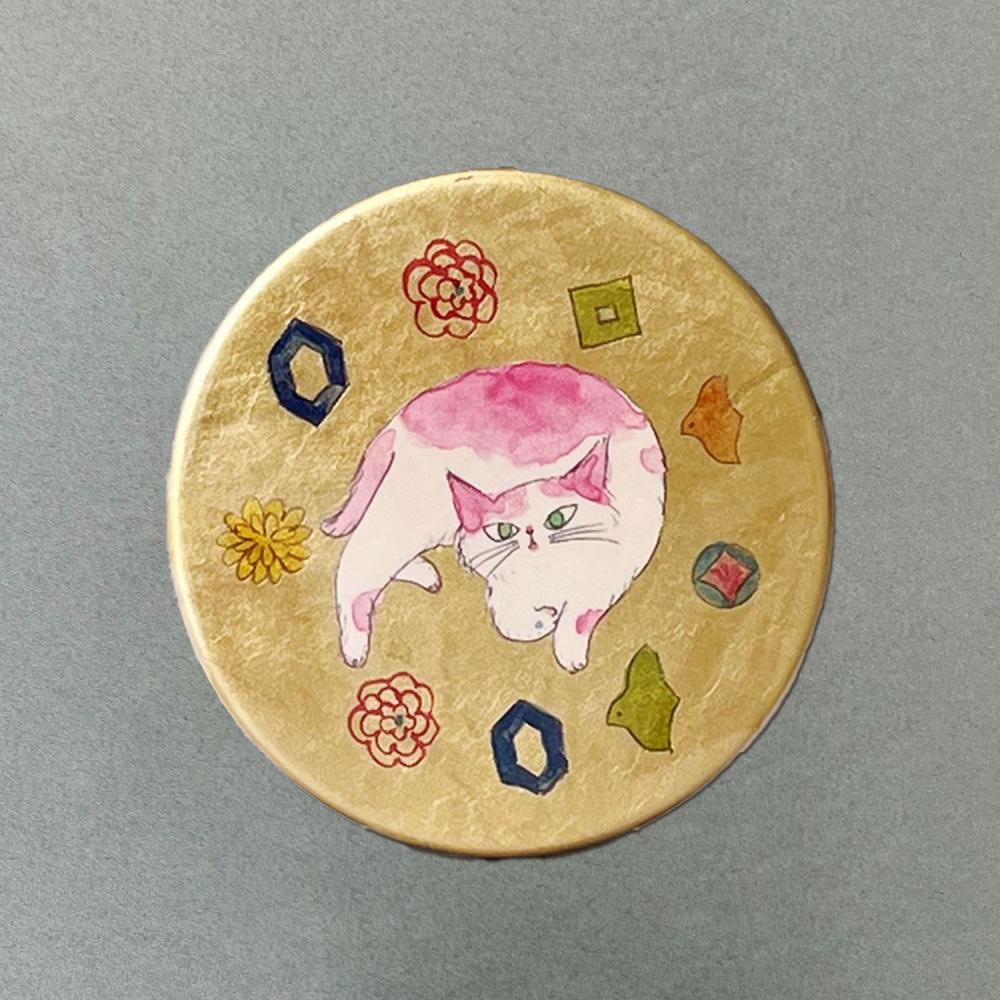 幸猫 ラウンドミラー リラックス 金【区分A】