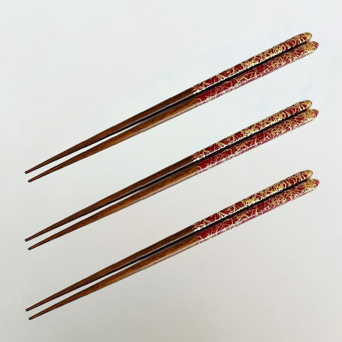 【工場直送わけあり品】金の箸　銀の箸　金糸(赤)　3膳セット【区分D　260406-5】