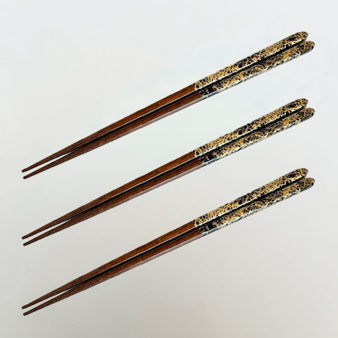 【工場直送わけあり品】金の箸　銀の箸　金糸(黒)　3膳セット【区分D　260406-6】