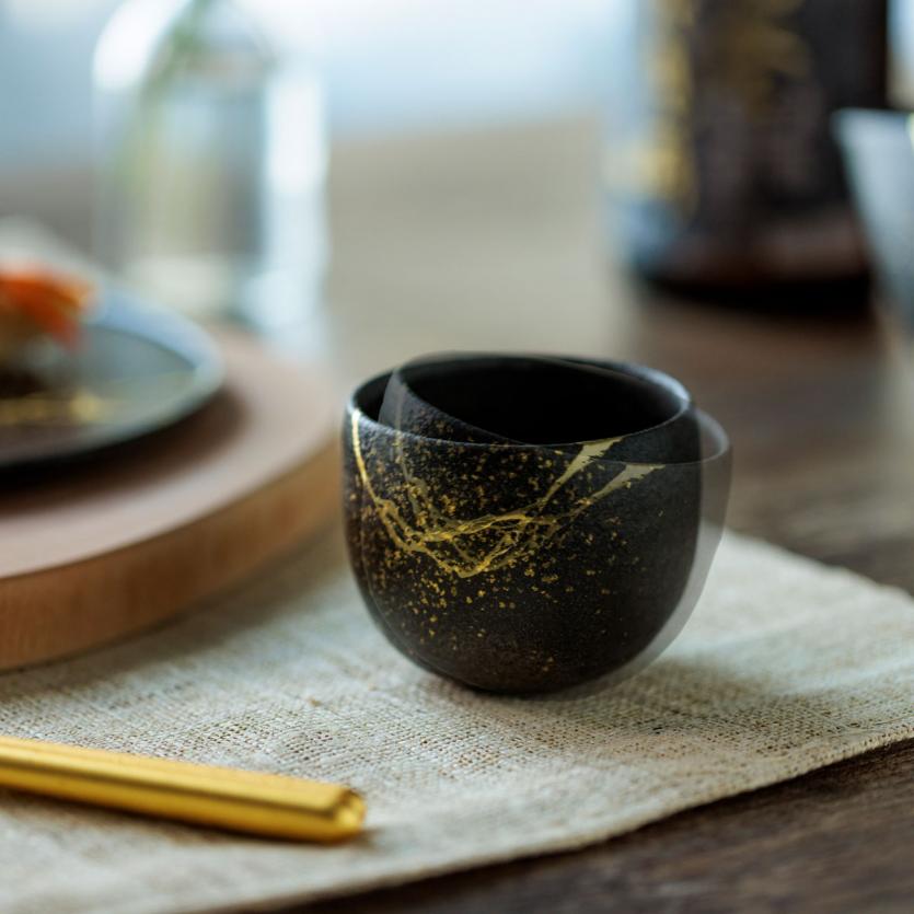 《数量限定》珠洲焼　ゆらゆらぐい呑み　KINTSUGI