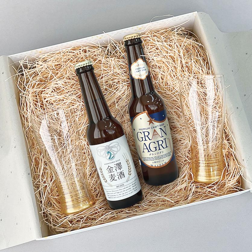《ご提案ギフト》軽快な喉越しを楽しむグラスと2種のビール飲み比べセット