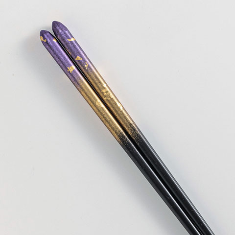金の箸　銀の箸　霞流し(紫・黒)