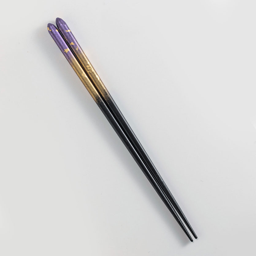 金の箸　銀の箸　霞流し(紫・黒)