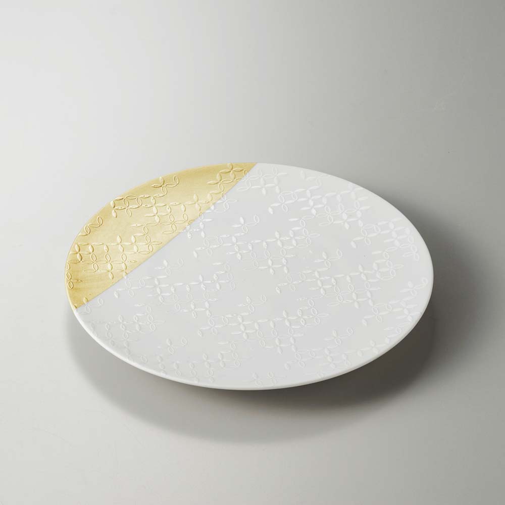 箔小紋　白磁プレート　七宝