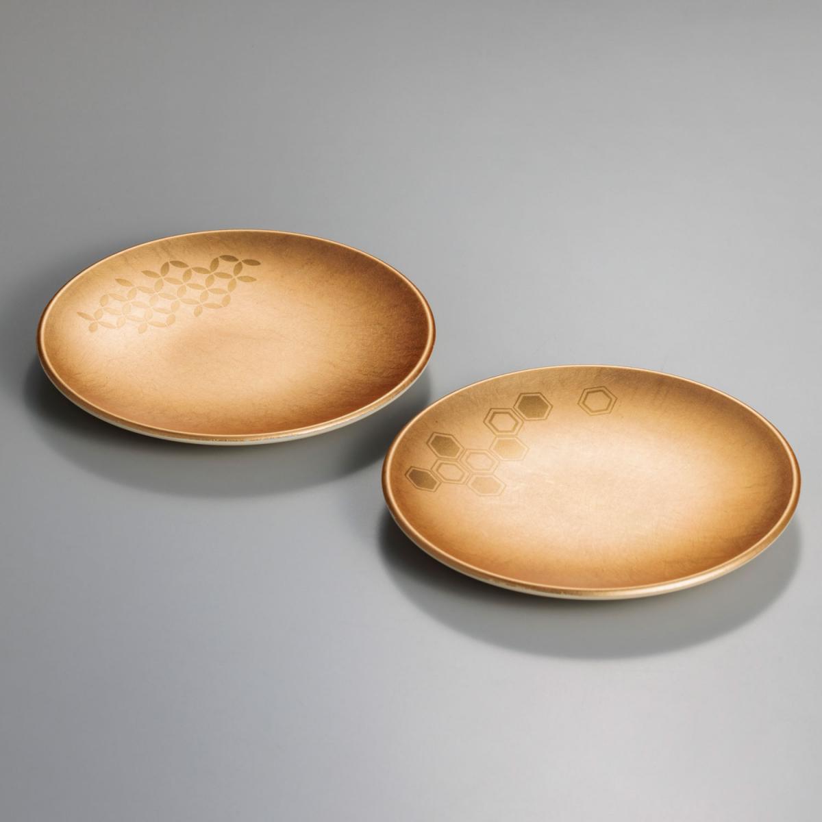 箔小紋　銘々皿「寿」<2枚>