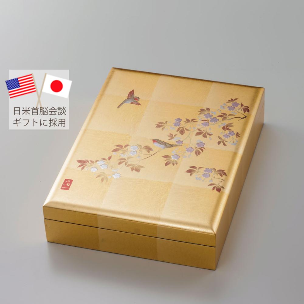 【2017年の日米首脳会談で選ばれたお品です】花見鳥　手許箱(B5サイズ) | プレゼント 長寿祝