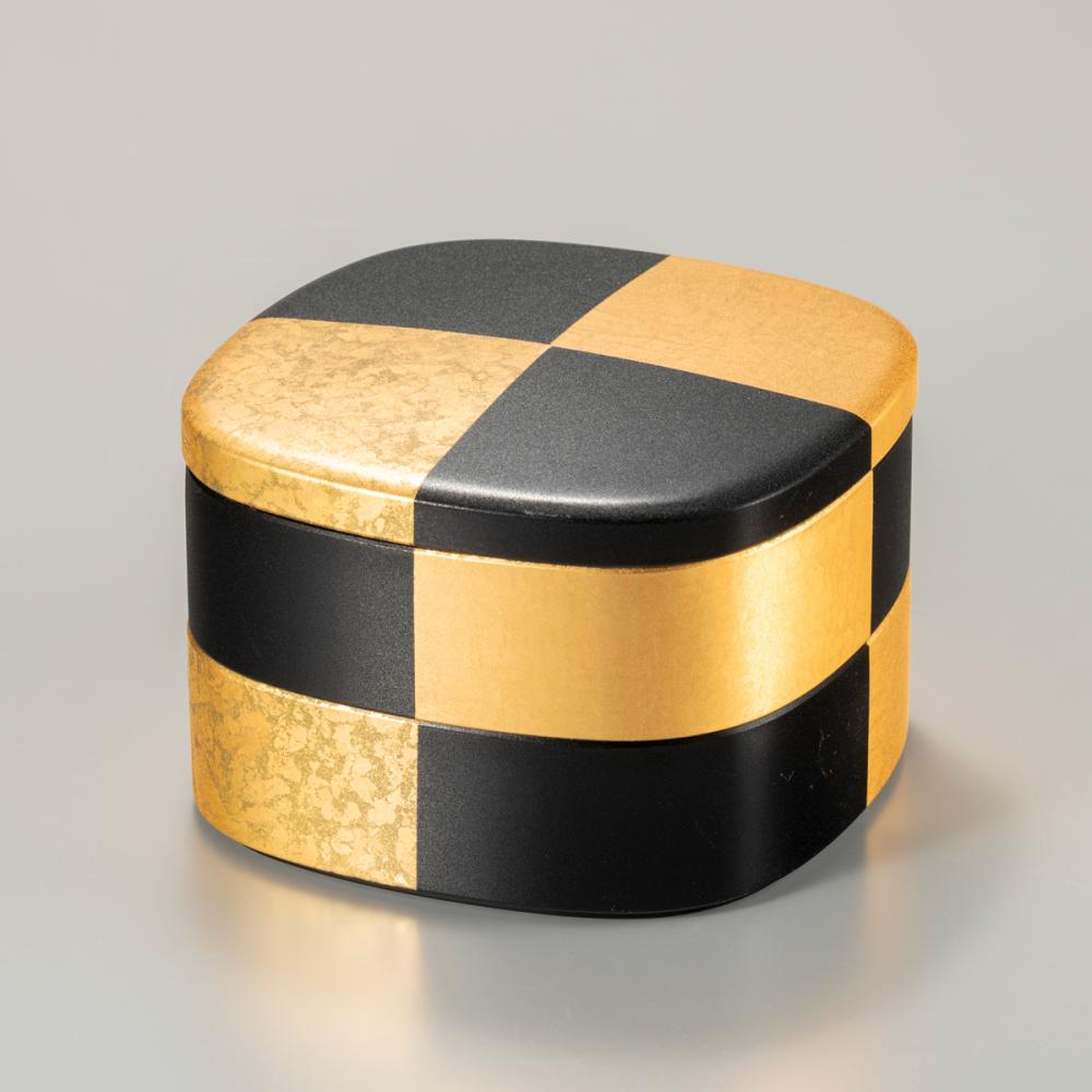 華おぼろ　くつわ二段重(黒)