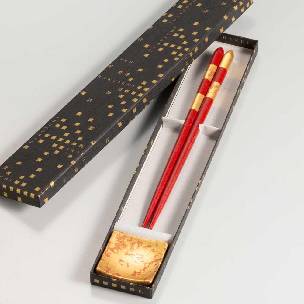 箸・箸置きセット　華おぼろ(朱) プレゼント ギフト