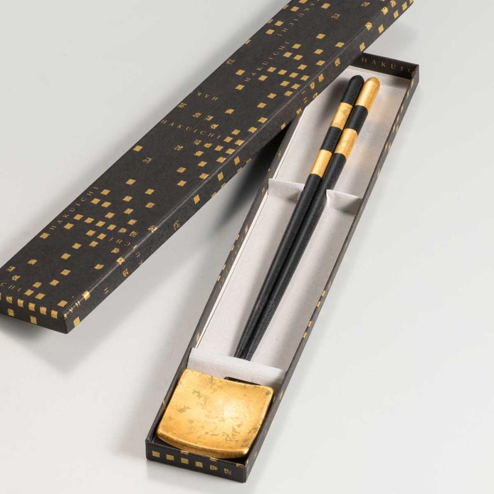 箸・箸置きセット　華おぼろ(黒) プレゼント ギフト