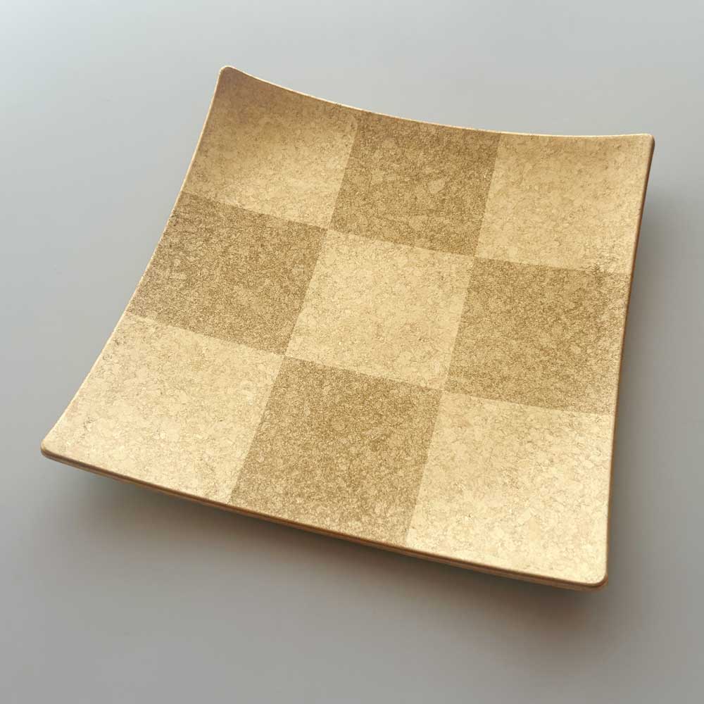 【工場直送わけあり品50%OFF】市松　スクエアプレート(L)(金)【区分D　250822-2】