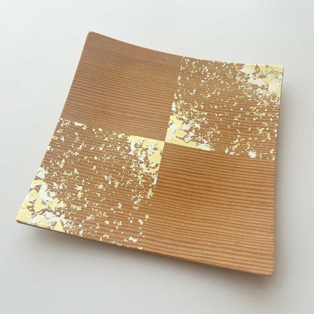 【工場直送わけあり品50%OFF】市松　木製スクエアプレート(M)【区分D　250710-8】