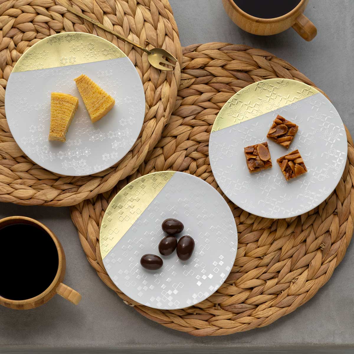 箔小紋 白磁プレート 市松